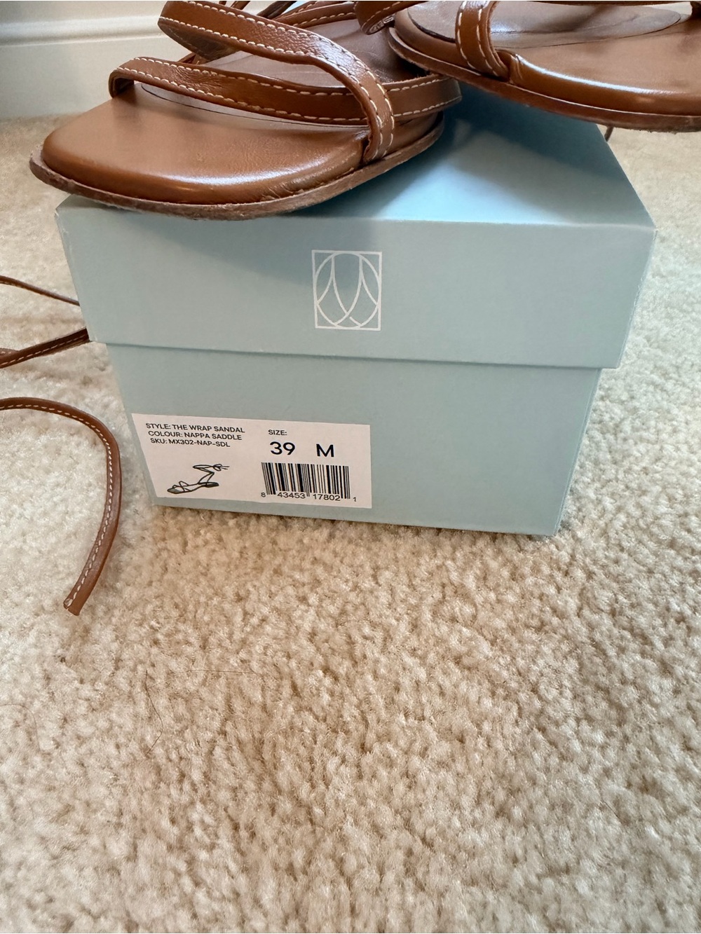 Margaux The Wrap Sandal in Nappa Saddle Size 39 - Picture 3 of 11
